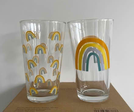 Photo of free 2 rainbow decorated tall glasses (Kingston TW11) #1