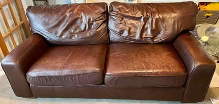 Photo of free M&S brown leather sofa (Great Moor SK3) #1