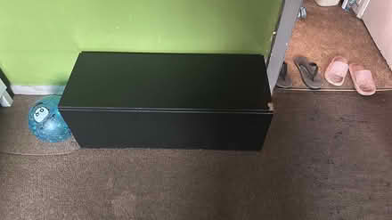 Photo of free Tall black shelf and storage box (Manchester) #3