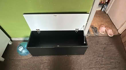 Photo of free Tall black shelf and storage box (Manchester) #4