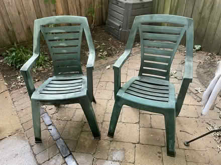 Photo of free Outdoor plastic chairs (Downtown Oak Park) #1