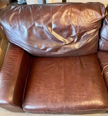Photo of free M&S brown leather sofa (Great Moor SK3) #3