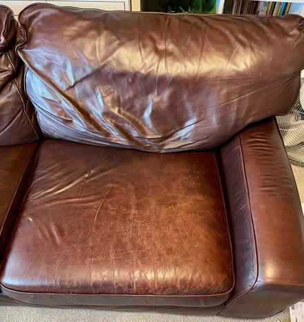 Photo of free M&S brown leather sofa (Great Moor SK3) #2