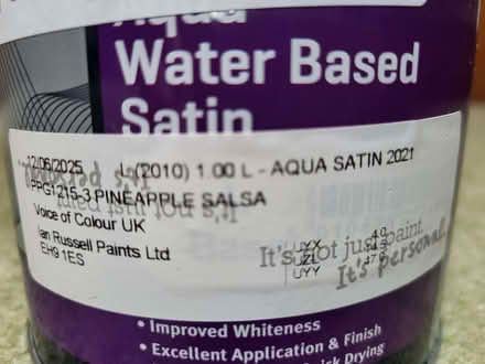 Photo of free Aqua Satin Paint Yellow (The Grange EH9) #2