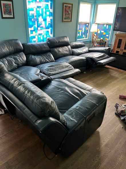 Photo of free BIG blue reclining sectional (1st Ave N) #4
