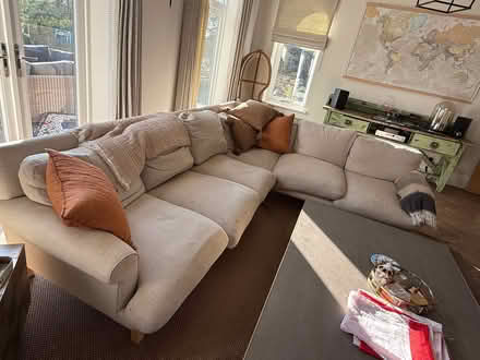 Photo of free Large corner sofa ex loaf well used (Duffield DE56) #1