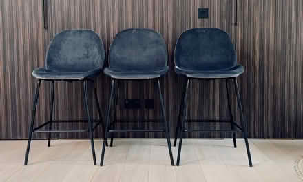 Photo of free 3 x Flanagan Bar Stool Light Grey Velvet (South Kensington SW3) #1
