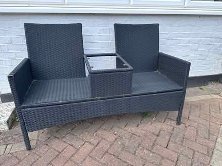 Photo of free Rattan love seat - glass missing for table (Lee SE12) #1
