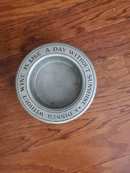Photo of free Pewter wine bottle dish/lazy susan (Longley Road) #1