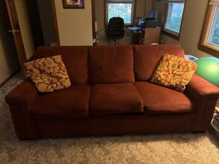 Photo of free Sofa and love seat , brick red (03079 off Shannon Road, Salem) #1