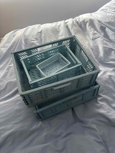 Photo of free 4 blue storage boxes various sizes (Manchester M13) #1