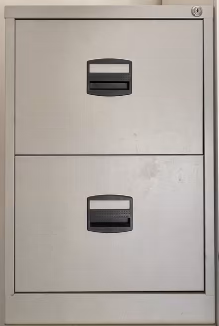 Photo of free two drawer filing cabinet; suspension files; folders; no key (Central Liverpool L1) #1