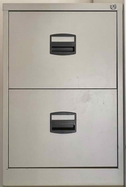 Photo of free two drawer filing cabinet; suspension files; folders; no key (Central Liverpool L1) #1