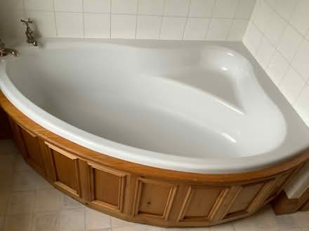 Photo of free Large corner bath with seat & wooden surround (Appleby-in-Westmorland CA16) #1