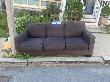 Photo of free 83” Grey Upholstered Sofa (Weld Hill st Jamaica Plain) #1