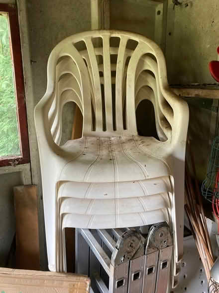 Photo of free old plastic garden table & chairs (Bordon GU35) #2
