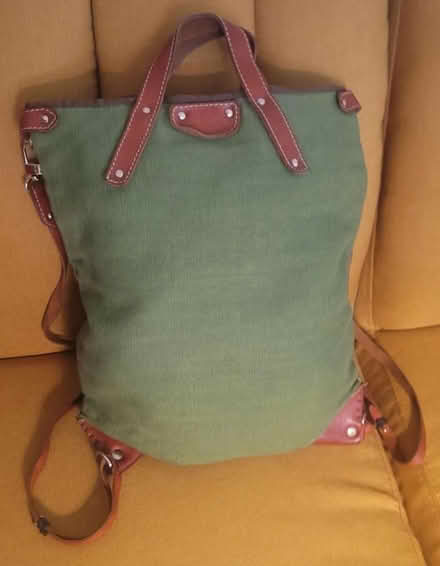 Photo of free Leather and fabric backpack (Downtown Berkeley) #2