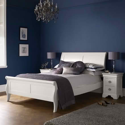 Photo of free King size wooden sleigh bed (white) (Sharrow S11) #3