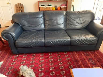 Photo of free Dark blue leather sofa (Near fircrest mkt sebastopol) #1