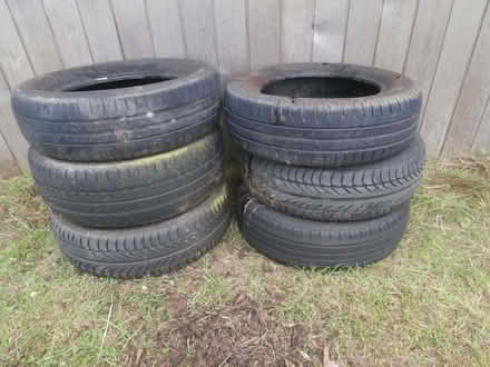 Photo of free 6 Old tyres. Been used in the garden (Maxton TD6) #1