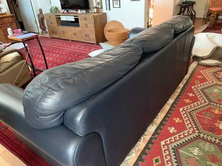 Photo of free Dark blue leather sofa (Near fircrest mkt sebastopol) #2