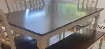 Photo of free Brown and white table with bench (Uxbridge) #1