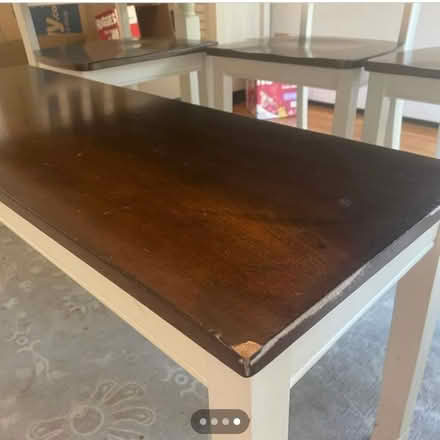 Photo of free Brown and white table with bench (Uxbridge) #2