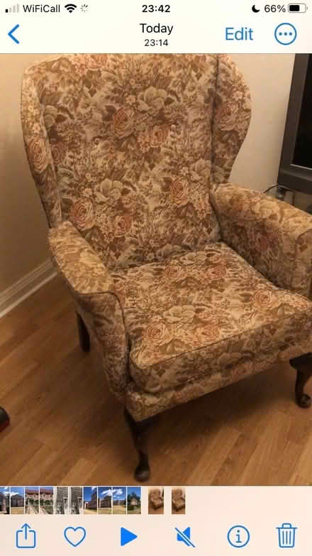 Photo of free Wingback armchair, chintz (Kempshott RG22) #1