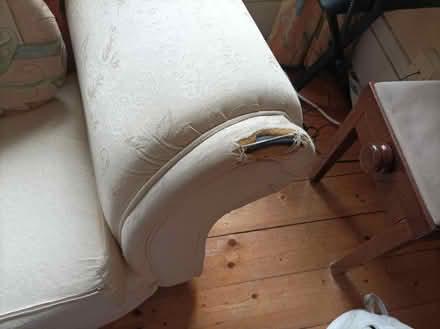 Photo of free 2 seater cream sofa (Harold's X) #3