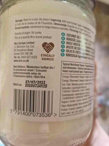 Photo of free Coconut oil, unopened, out of date (Boughton ME13) #2