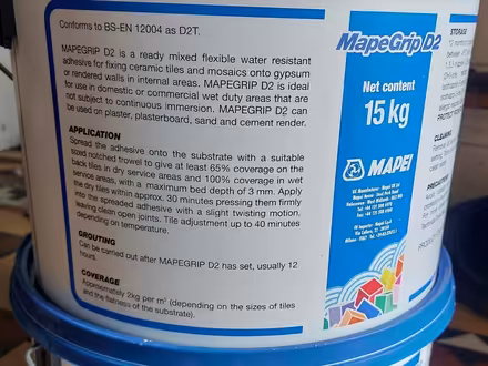 Photo of free Water resistant wall tile adhesive (Penrhyndeudraeth LL48) #2
