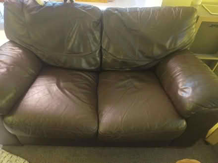 Photo of free Two seater all leather brown sofa (IP2) #3