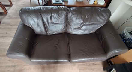 Photo of free IKEA leather two seater sofa, dark brown (Gleadless S12) #1