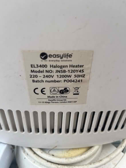Photo of free Halogen heater (Hook KT9) #2