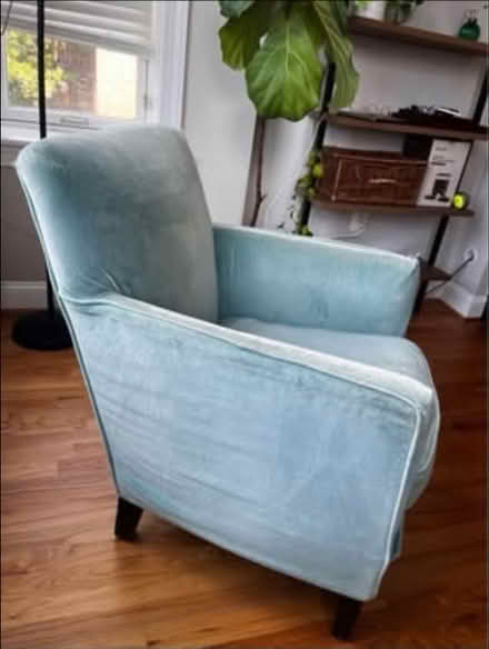 Photo of free Blue velvet arm chair (Capitol Hill NE Maryland Ave) #3