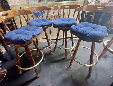 Photo of free 4 wood bar height stools (Macalester Groveland) #1