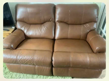 Photo of free Tan leather 3-piece Suite (Llandudno) #1