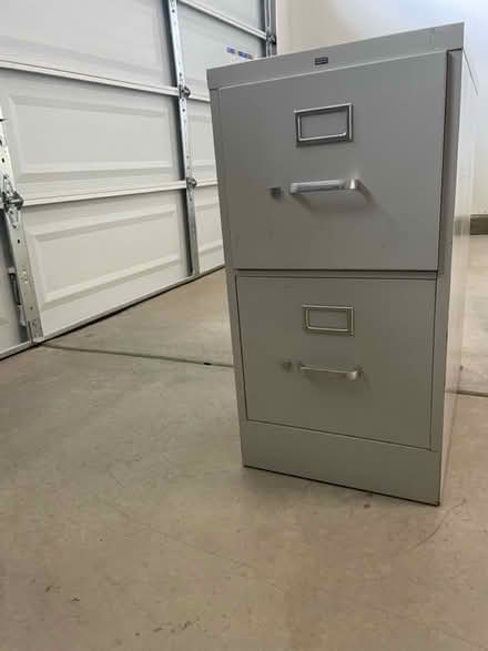 Photo of free 2 drawer grey metal filing cabinet (Folsom Ranch off E Bidwell) #1