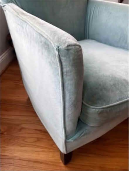 Photo of free Blue velvet arm chair (Capitol Hill NE Maryland Ave) #4
