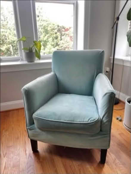 Photo of free Blue velvet arm chair (Capitol Hill NE Maryland Ave) #2