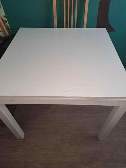 Photo of free White extendable table and 4 chairs (Normanton) #1