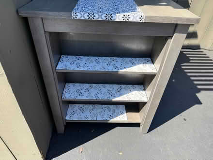 Photo of free Wooden desk and vinyl office chair (Valencia Avenue, Sunnyvale) #3