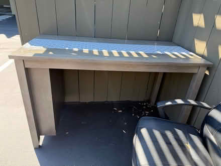 Photo of free Wooden desk and vinyl office chair (Valencia Avenue, Sunnyvale) #1