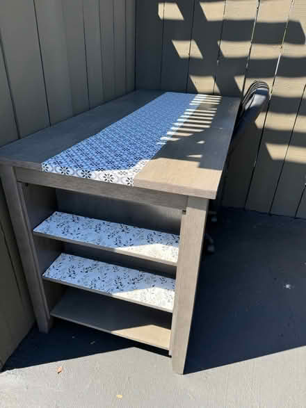 Photo of free Wooden desk and vinyl office chair (Valencia Avenue, Sunnyvale) #2