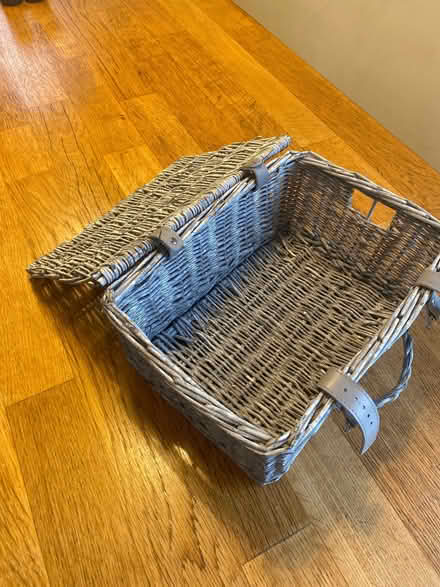 Photo of free Grey wicker storage box with lid (Harrogate HG2) #1