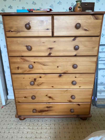 Photo of free Pine chest of drawers (Great Sutton CH66) #1