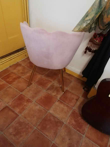 Photo of free Pink plush dining chair - gold legs (Mums TW11) #2