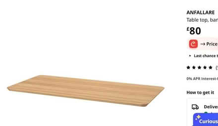 Photo of free Ikea Anfallare table top 140cm wide and 65 deep. (St Leonards TN38) #2