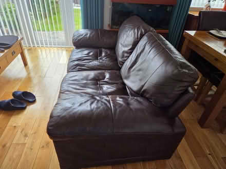 Photo of free Brown leather sofa (Rainham Kent) #4