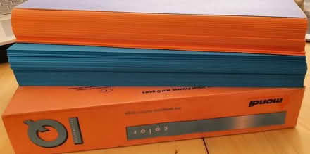Photo of free Ream of orange and blue A4 paper (Helpringham NG34) #1